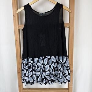 NWT Chalet CNA51215 "Sophia" Black Tank Crinkle Fabric Tank USA #0761 XL